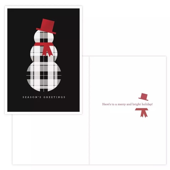 Snowman Greeting Card Green Inspired Black Plaid 16 Count - Picture 2 of 4